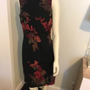 Floral Sleeveless Black Dress